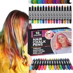 Mosaiz Hair Chalk for Girls and Boys, 16 Pcs Chalk Pens, including 6 Metallic Colors for Extra Shimmer, Washable Temporary Hair Color for Kids, Teens and Adults, Birthday Gift or St Patricks Day Gifts