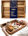 Decorative Serving Tray with Black Handles - Premium Acacia Wood Grain - Impress Your Guests with This Ottoman Tray, Serve Breakfast in Bed, Organize & Declutter - 13 x17 inch by Comfify