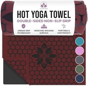 Clever Yoga Non-Slip Hot Yoga Towel – Non-Slip Grip for Hot Yoga, Sweat Absorbent, Honeycomb Silicone Grip, Stays Flat – Ideal for Pilates, Travel, Washable & Lightweight - Burgundy