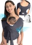 Konny Baby Carrier FLEX AirMesh - Adjustable Air-Mesh Carrier, Hassle-Free, Easy to Wear Infant Sling Wrap, Perfect for Newborn Babies up to 44 lbs Toddlers (XS-XL) - Charcoal