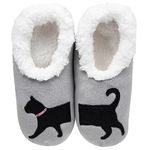 Snoozies! Pairables Black Cat, Super Soft Womens Slippers, Non Slip Sole - Ladies Sizes 3-7 (Extra Large)