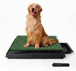 Pawise Dog Grass Pad with Tray, 20x25 Inch Artificial Turf Puppy Potty Pad, Indoor Outdoor Dog Toilet with Pull-Out Drawer & Free Garbage Bags, Dogg Litter Box for Potty Training