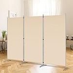 RANTILA 3 Panel Room Divider, 6 Ft Tall Folding Privacy Screen Room Dividers, Freestanding Room Partition Wall Dividers, 102''W x 20''D x 71''H, Beige