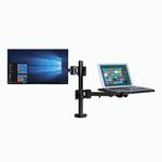 WE CLEVER Monitor Mount and Laptop Tray, 2-in-1 LCD Monitor Desk Mount for 1 Laptop Notebook up to 17" & 1 Screen up to 27", Adjustable Monitor Arm, 360 Degree Swivel Rotation, Monitor & Laptop Stand