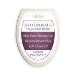 Bath Royale Elongated Toilet Seat BR501-01 Quiet Close, Stain-Resistant and Easy to Keep Clean, Heavy Duty, Fits All Toilet Brands, Executive Series -Biscuit/Linen