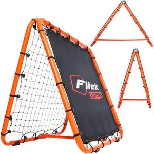 FLICK Dual Speed Rebounder - Soccer/Football Adjustable Double-Sided Rebounder - Soccer Training Equipment – Portable Goalkeeper Precision Training Equipment, Black & Orange