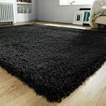 PRIME PLUS EXTRA THICK HEAVY 5CM PILE SOFT SHAGGY RUGS MODERN AREA RUGS BEDROOM HALL RUGS (Black, 120 x 170cm)