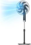 Midea MPF23MTBUK 50W Pedestal Fan, 3 Speed Settings, 7 Bionic Blades, 90° Oscillation, Adjustable Height Stand Fan, 2H Timer, AC Motor For Powerful and Quiet Operation, Black