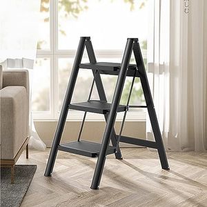 REASOR 3 Step Ladder,Foldable Step Stool for Adults,No Installation, Durable Thickened Carbon Steel, Anti-Slip Wide Pedals, Multi-use Ladder for Home Use.