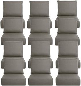 Luxury 6" Thick Outdoor Cushion Set 12 - 24x24 Patio Furniture Cushions with 35D High-Density Foam, Water-Resistant & Fade-Resistant Fabric, Removable Covers for Patio Furniture Sofa Couch -Grey