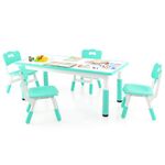 HONEY JOY Kids Table and Chair Set, Height Adjustable Children Activity Table and 4 Chairs Set w/Erasable Graffiti Desktop, Toddler Table and Chair Set for Daycare, Classroom, Home (Green)