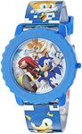 Accutime Sonic The Hedgehog - Kids, Quartz Movement - LCD Display Watch Dial Flashing LED Lights, Blue Buckle Strap Band for Children