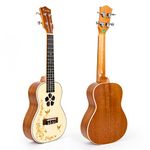 Kmise Concert Ukulele Spruce Top Mahogany Ukelele Ukele Uke for Beginner Kid 23 inch 4 String Hawaii Guitar with Flower Soundhole