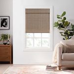 ECLIPSE Bamboo Roman Shades for Windows 36 in Wide x 72 in Long, Semi-Privacy Light-Filtering Cordless Blinds Bedroom, Living Room, Safe for Kids & Pets, Easy Mounting Interior Blinds, Natural/Black