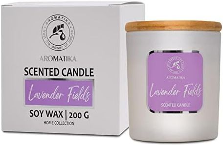 Scented Candle Lavender Fields - Glass Candle Gift - Aromatherapy Candle with Essential Oil - Soywax Candle - Up to 45 Hours Burn Time - Soy Wax Candles for Home Scented - Home Scented Candles