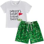 Chloefairy Toddler Baby Boy Golf Outfit Daddy's Future Golfing Buddy Golf T-Shirt Golf Shorts Set 2Pcs Infant Summer Clothes, Green, 2-3 Years