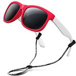 RIVBOS Kids Sunglasses Polarized Rubber UV400 Protection with Glasses Strap for Boys Girls Toddler and Children Age 3-10 RBK023-1