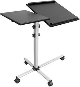 Mount-It! Projector Stand Mobile Projector Cart with Laptop Shelf on Wheels, Heavy Duty Two Shelves Height Adjustable Laptop and Projector Presentation Trolley in Black