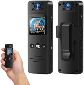 NinjaCam Caméra de Corps, Camera Corporelle Portable, 1080P HD Body cam, Mini Caméras avec Objectif Rotatif, 120° Grand Angle Bodycam de Sport, Caméra Police, Caméscope pour Cyclisme