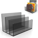 Boloyo Acrylic File Holder,1PC 3 Sections Clear Black File Organizer Mail Letter Sorter Desktop Folder Holder for Home Office School Envelope Bill Filling Paper Document