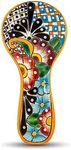 Colorful Ceramic Spoon Rest – Hand-Painted Large Talavera Kitchen Utensil Holder for Counter & Stove Top in Gift Box - Dishwasher Safe Lead Free Cooking Ladle Dish Mexican Style Cuchara Multicolor