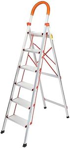 Traderight 6 Step Ladder Folding Aluminium Portable Multi Purpose Household Tool Platform Lightweight for Home Office Warehouse 150kg Capacity Portable Grip