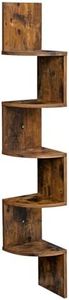 VASAGLE LBC20BX Corner Shelf, Wall Shelf, 5 Tiers, Zigzag Floating Shelf, Bookcase for Kitchen, Bedroom, Living Room, Office, Rustic Brown