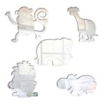 Mungai Mirrors 30cm Jungle Animals Set Acrylic Mirrors, Silver, B012