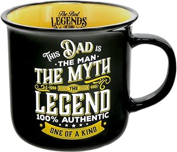 Pavilion Gift Company - Dad The Legend - Ceramic 13-ounce Campfire Mug, Double Sided Coffee Cup, Fathers Day Gift, 1 Count - Pack of 1, 3.75 x 5 x 3.5-Inches, Black/Yellow