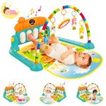 VEBETO Play Gym for Babies 0 to 12 Months (1 Year Warranty) Musical Piano Keyboard Activity Play Mat for Kids Newborn 3 to 6 Month Fitness Rack Hanging Rattles Lights Tunes Music for Baby Boys Girls