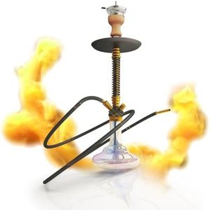 RMAN Narghile Professionale kit 66 cm in Alluminio Shisha Completo Accessori con 1 Tubo in Silicone e Pinze di Carbone Grande, Oro