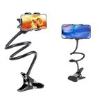 STRIFF Flexible Mobile- Stand, Mobile Clip Holder, Metal Built -for Video, Heavy Duty Foldable Tabletop Holder with 360° Rotation, Multi Angle Clamp for All Smartphones (Black)