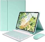 iPad Pro 12.9 6th Generation Case with Keyboard and Mouse, iPad 12.9 inch Pro 5th/4th/3rd Gen Keyboard Case with Pencil Holder, Detachable Magnetic Keyboard Case with Mouse (Mint Green)