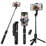 WeCool S3 Selfie Stick with Detachable Wireless Remote, 3 in 1 Function Sturdy Tripod Stand and Mobile Stand Bluetooth Selfie Stick for iPhone/OnePlus/Samsung/Oppo/Vivo/and All Phones