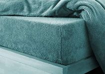 HOMES-LINEN Teddy Fitted Sheet Extra Deep 30cm Deep Fitted Bed Sheet Soft Cosy Warm Teddy Bed Sheet (Teal, King)