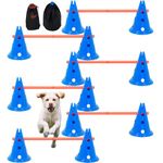 VEVOR Dog Agility Hurdle Cone Set, 6 PCS Kit-12 x Cones, 6 x Agility Rods, Agility Training Equipment with Height Adjustable Crossbar, Puppy Obstacle Course Jump Starter with Cones Storage Bag