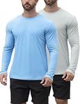 HOPLYNN 2 Pack Men's UPF 50+ Rash Guard and Quick-Dry Long Sleeves Shirts, Swim Surf Fishing Gear Shirts UV Sun Protection Shirts for Men Blue Grey X-Large