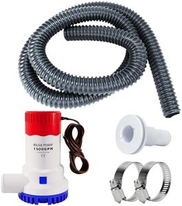Sanuke 1500gph Boat Bilge Pumping Kit, 12V Bilge Marine Water Pump Electric 1-1/8 Inch with 6 FT Kink-free PVC Hose, 2 Stainless Steel Hose Clamps and Thru-Hull Fitting