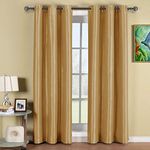 JUPON Silk Blackout Curtain (Pack Of 2 Piece) With 3 Layers Weaving Technology & Solid Grommet Curtains Pattern (W - 44Inch X 60Inch -L) Gold