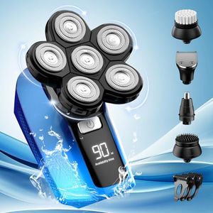 Head Shaver for Bald Men,6 in 1 Bald Head Shavers for Men Cordless,Waterproof Wet Dry 6 Head Mens Electric Shavers for Head Face Shaving,Rechargeable Electric Razor for Men,USB Mans Shaver Hair Razor