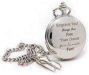 Regalo Personalised Engraved Silver Pocket Watch in Gift Box (Front & Back & Gift Box Engraving)