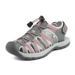 DREAM PAIRS Womens Closed Toe Hiking Summer Outdoor Walking Sport Athletic Sandals,Size 11,Grey/Coral,160912-W-NEW