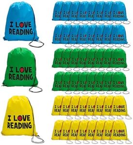Fun Express I Love Reading Nonwoven Drawstring Bags Large 14" x 18" - Bulk 48 Pc