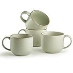 Maison Neuve Riverside Collection 4-Piece Mug Set - Hand Crafted Ceramic Stoneware Mug Set, Modern Dining Mugs - Large & Multipurpose Shape Mugs, Microwave & Dishwasher Safe - Sage Green, 19 Oz.