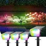 Linkind Solar Lights Outdoor, 50 LEDs Color Changing Spotlights, Solar RGB Light with 10 Lighting Modes and IP67 Waterproof, Multicolor Outdoor Lighting for Yard, Garden, Landscape Decorations, 4Pack