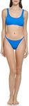 Calvin Klein Women's Standard Sporty Bra Top Removable Soft Cups Skinny Strap Bikini Bottom 2 Piece Set, Lapis Blue Silky Rib, Large