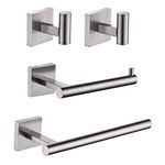 KOKOSIRI Bathroom Hardware Set 4-Piece Towel Holder Set, 10 Inches Towel Bar, Toilet Paper Holder, Robe Hooks x 2 Brushed Nickel Stainless Steel B15S4-BR