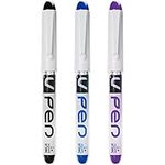 Pilot V PEN - Erasable Disposable Fountain Pen - 0.6mm Nib Tip - Medium Line - Pack of 3 - Black, Blue & Violet Ink