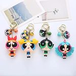 Penny Wise Gifts, Stationery, Party Supplies Cute Power Puff Girls Keychain|Keyring & Quirky Bag Charm Hard Silicone, Unbrekable Kids Comes With Strap Hook Single Piece (Bubbles, Blossom (Multicolor)