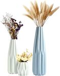 WHOLE HOUSEWARES Ceramic Vases for Decor, Set of 3 - Modern Decorative Accent for Living Room - Pastel Colored Flower Vase with Minimalist Style - Features Round Mouth and Delicate Glazed Lines